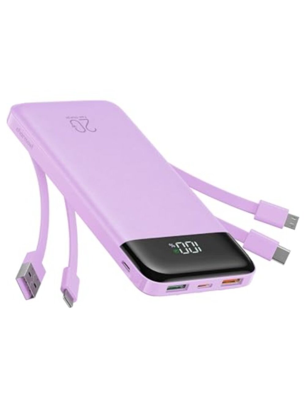 20000mAh Power Bank Built-in Cables 22.5W Fast Charging 5 Outputs LED Display